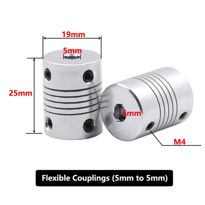 Saipor Saiper Flexible Couplings 5mm to 5mm (5pcs) Aluminum Alloy Joint Connector Compatible with NEMA 17 Stepper Motors, RepRap 3D Printer or CNC Machine, 3D Printer Accessories - Image 2